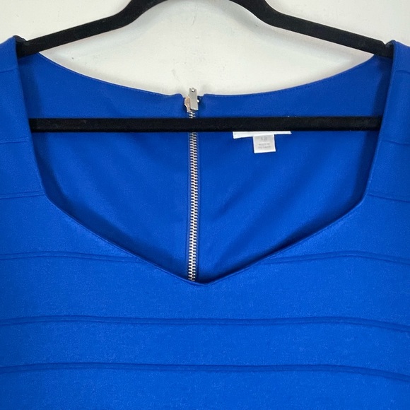 Bisou Bisou Blue Fitted Cap Sleeve Dress EUC Size 12 - Picture 5 of 7
